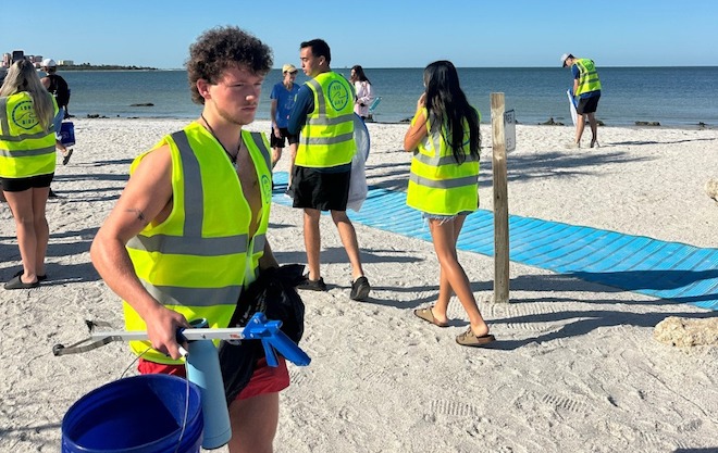 A beach cleanup with Love Blue Inc.